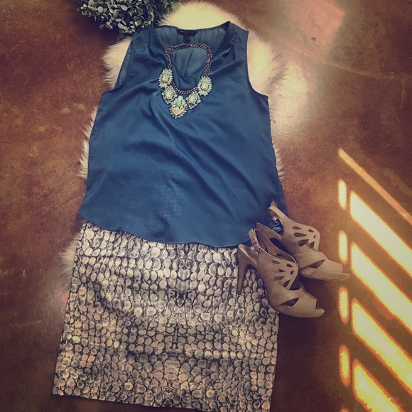 Banana Republic Tops - Banana Republic Blue Soft Satin Drapey Tank Top